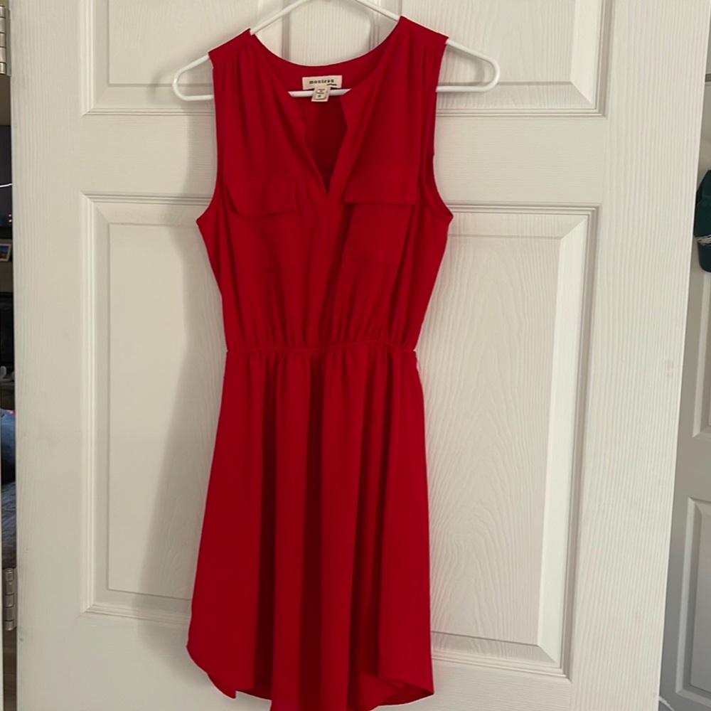 Red polyester tank dress